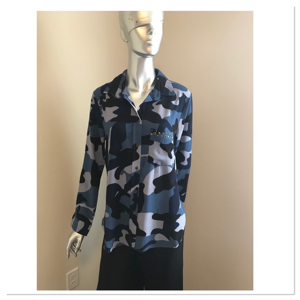 Blue Camo Blouse - Picture 3 of 5